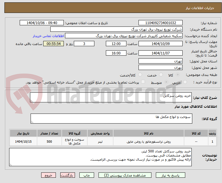 تصویر کوچک آگهی خرید روغن سرکابل