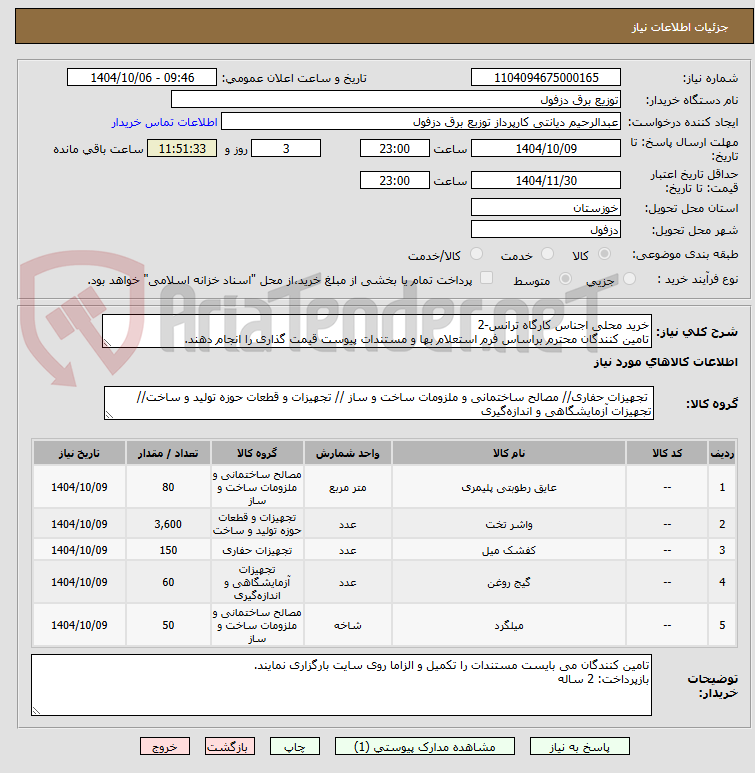 تصویر کوچک آگهی خرید محلی اجناس کارگاه ترانس-2
تامین کنندگان محترم براساس فرم استعلام بها و مستندات پیوست قیمت گذاری را انجام دهند.