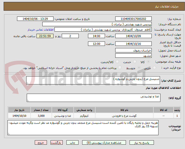 تصویر کوچک آگهی شنیسل مرغ (بدون چربی و گوشواره )