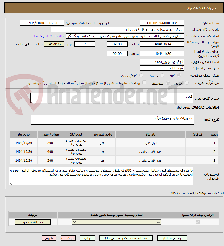 تصویر کوچک آگهی کابل  