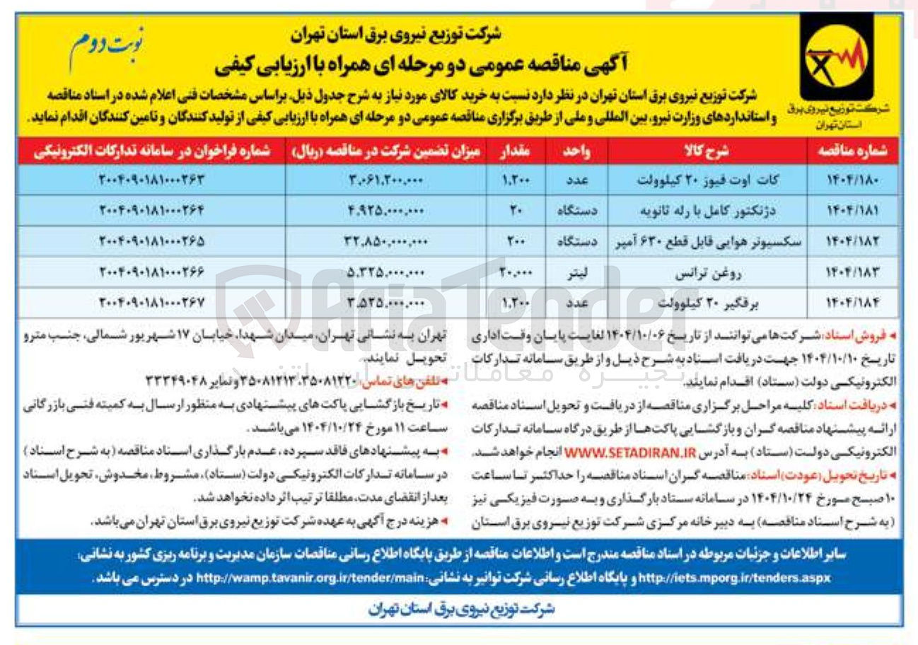 تصویر کوچک آگهی خرید برقگیر ۲۰ کیلوولت