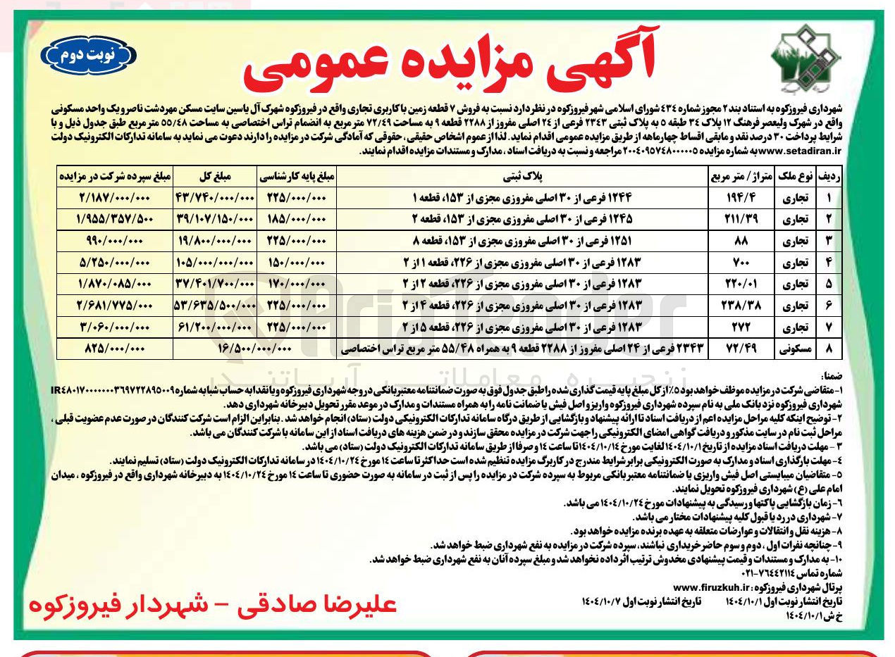 تصویر کوچک آگهی فروش ۷ قطعه زمین با کاربری تجاری