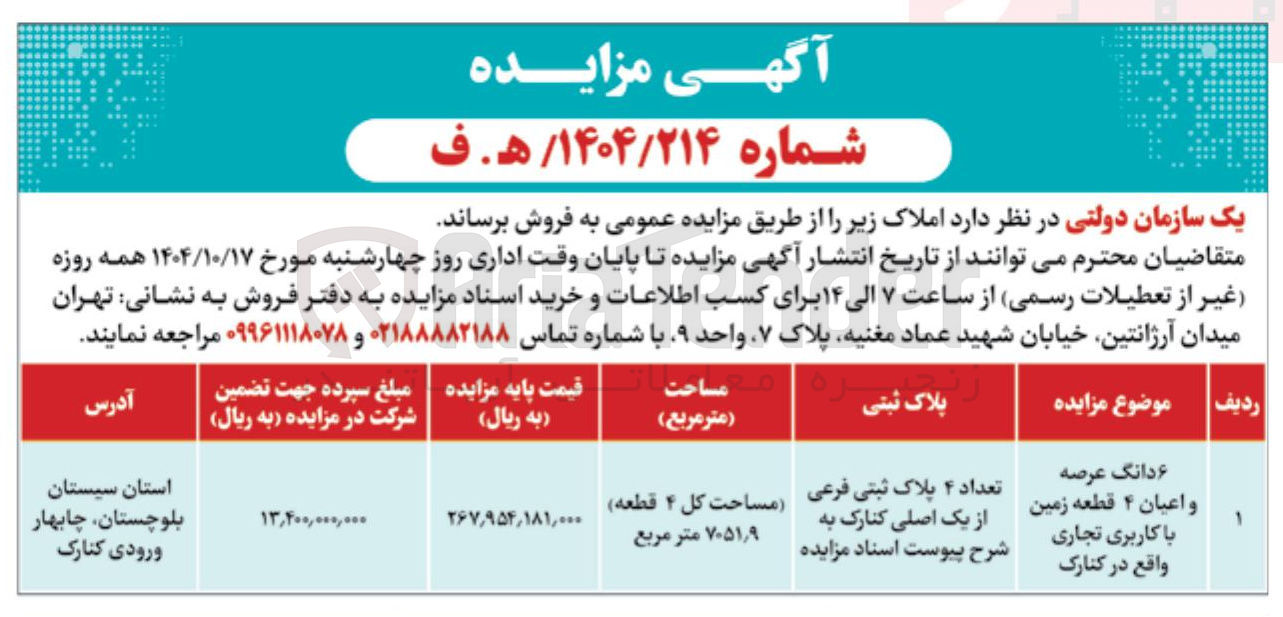 تصویر کوچک آگهی 6 دانگ عرصه و اعیان ۴ قطعه زمین با کاربری تجاری 
