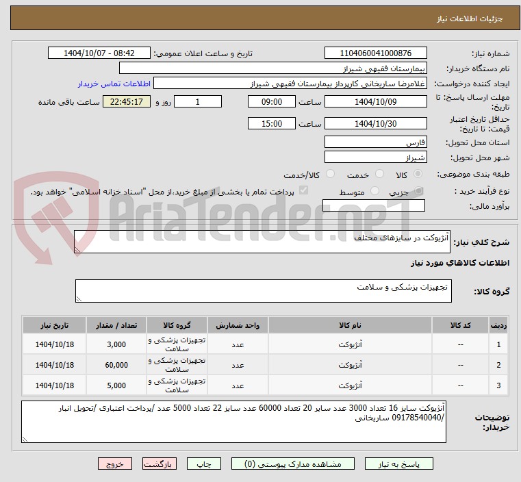 تصویر کوچک آگهی آنژیوکت در سایزهای مختلف