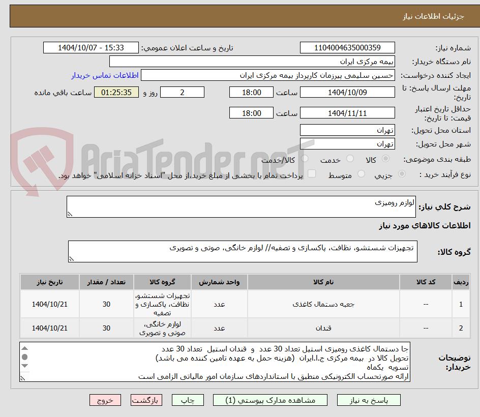 تصویر کوچک آگهی لوازم رومیزی 