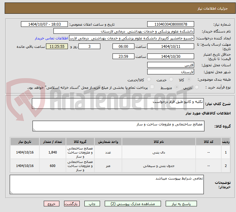 تصویر کوچک آگهی تکلبه و کانیو طبق فرم درخواست