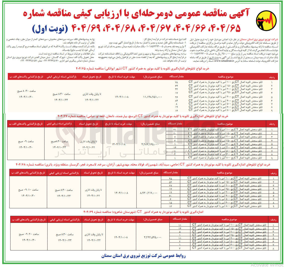 تصویر کوچک آگهی اندازه گیری ثانویه با کلید موتوردار به همراه کنتور CT
