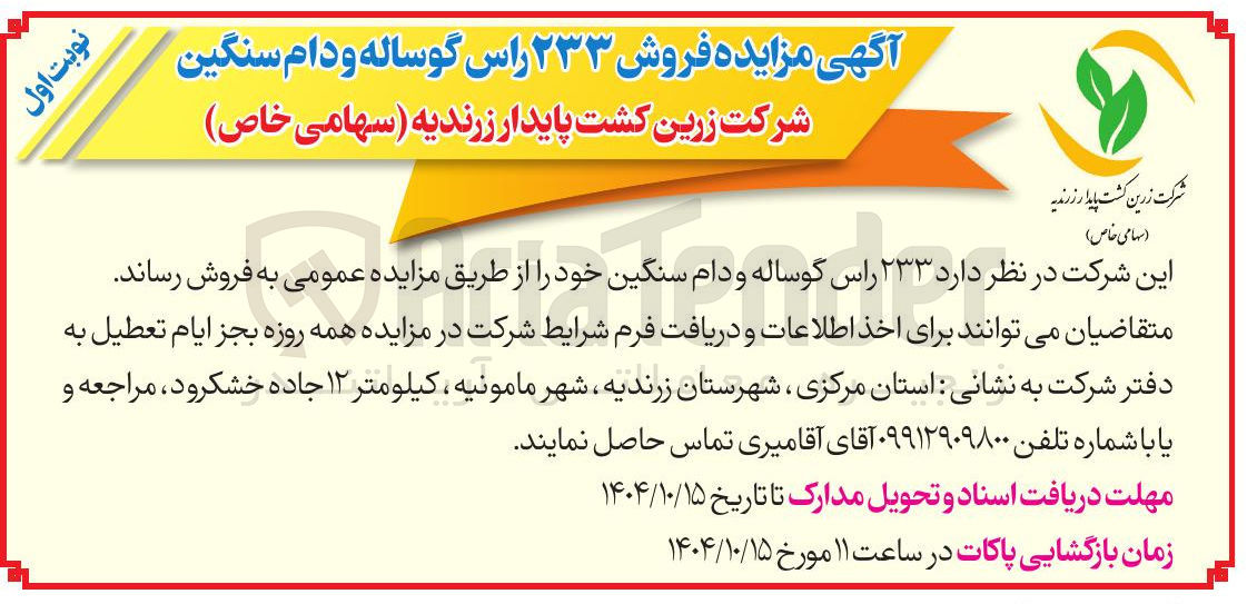 تصویر کوچک آگهی فروش ۲۳۳ راس گوساله و دام سنگین