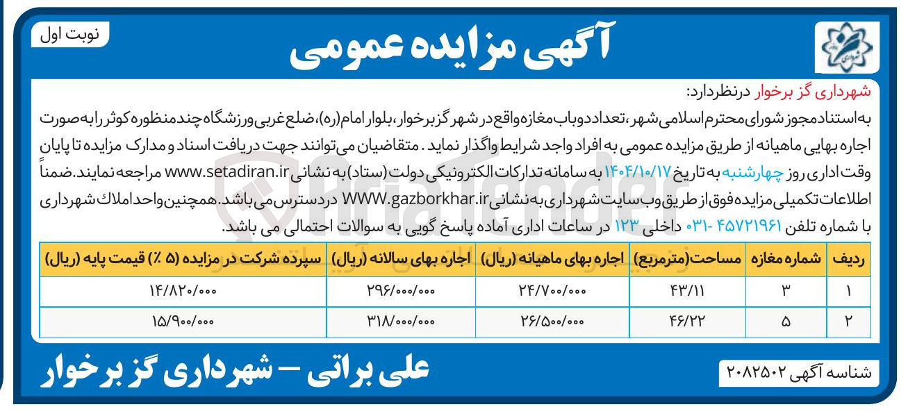 تصویر کوچک آگهی تعداد دو باب مغازه