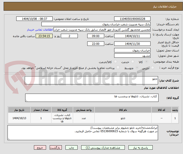 تصویر کوچک آگهی تابلو 