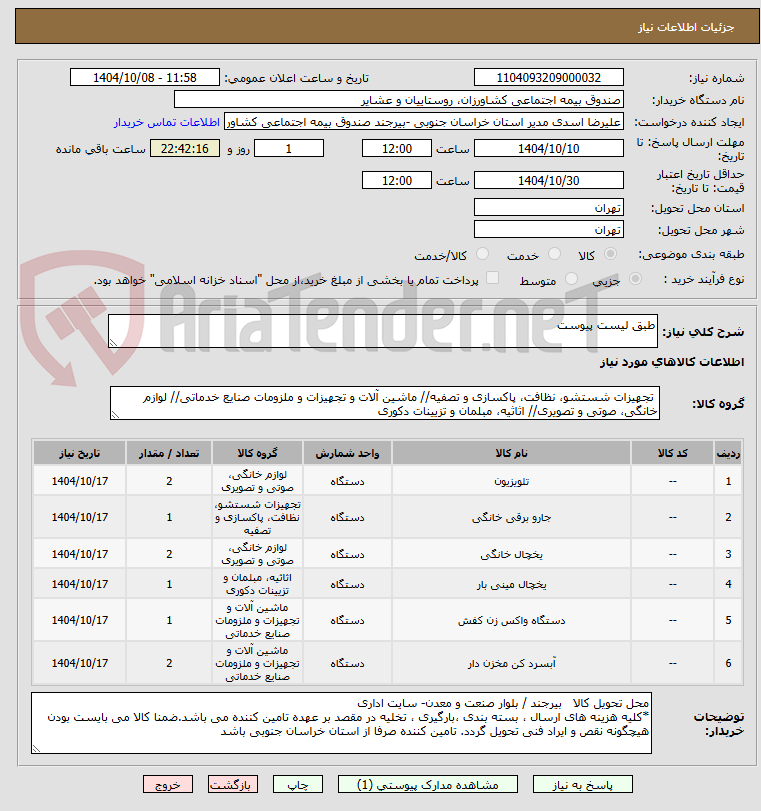 تصویر کوچک آگهی طبق لیست پیوست 