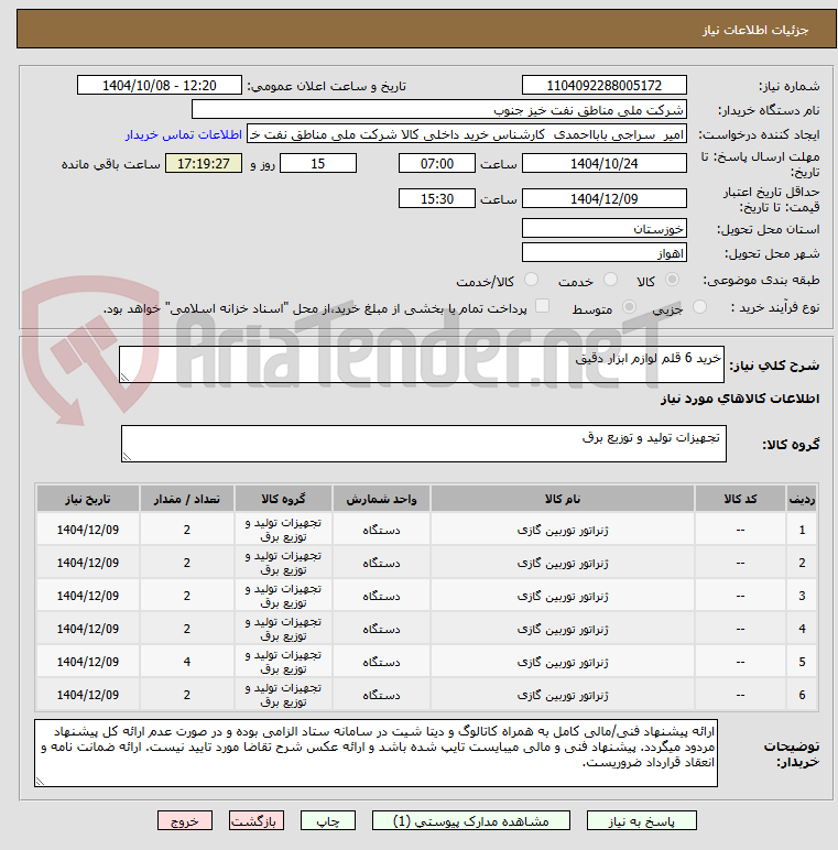 تصویر کوچک آگهی خرید 6 قلم لوازم ابزار دقیق