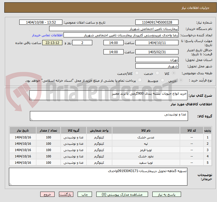 تصویر کوچک آگهی خرید انواع حبوبات بسته بندی 900گرمی با برند معتبر