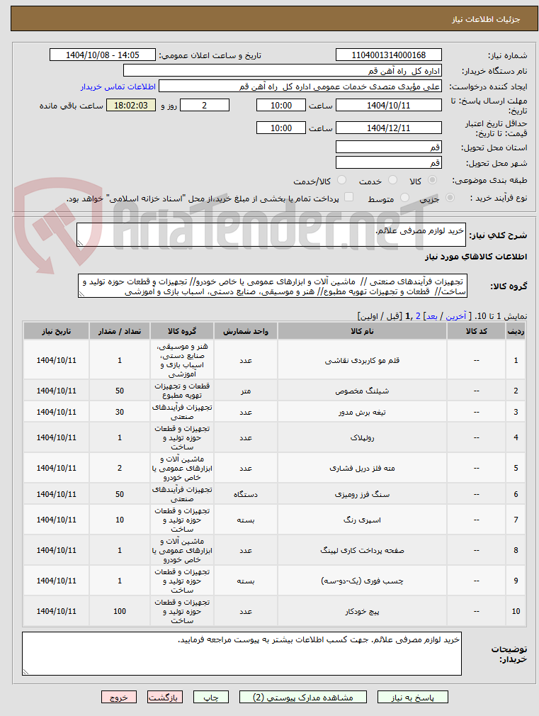 تصویر کوچک آگهی خرید لوازم مصرفی علائم.