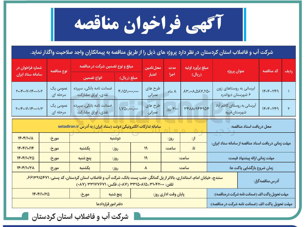 تصویر کوچک آگهی آبرسانی به روستا