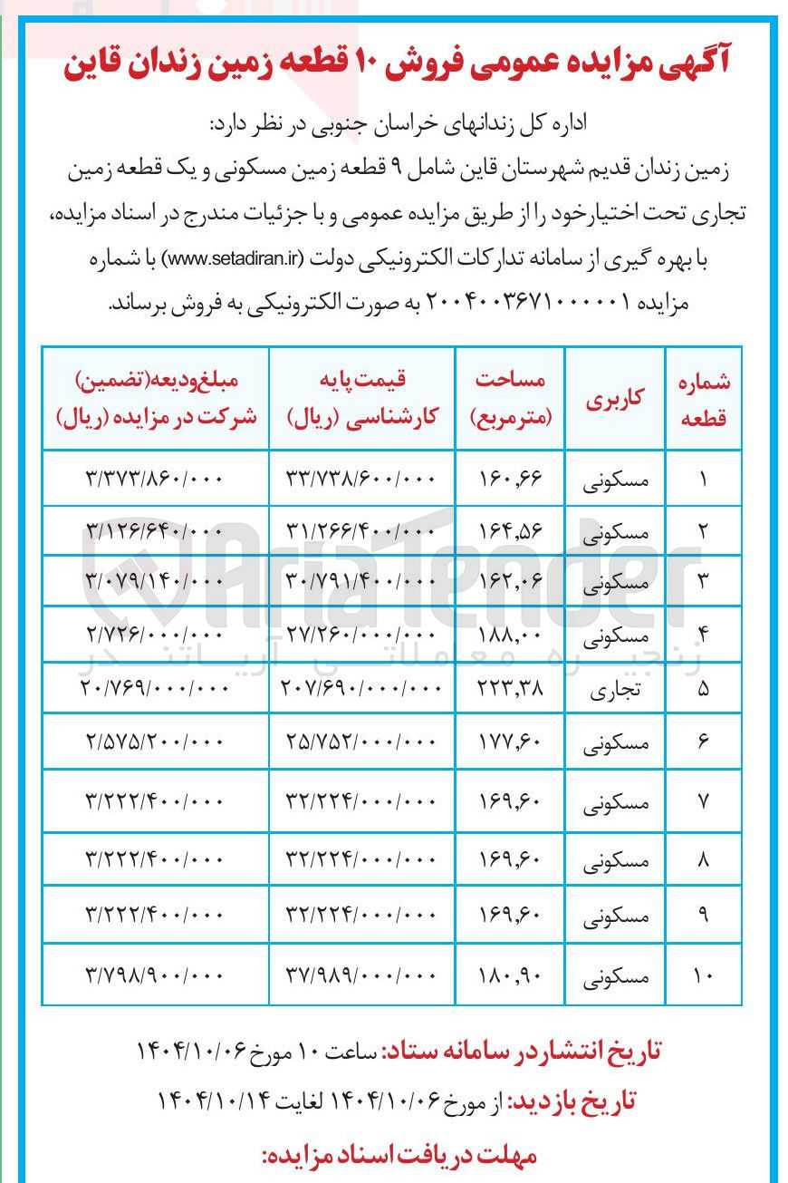تصویر کوچک آگهی فروش ۱۰ قطعه زمین