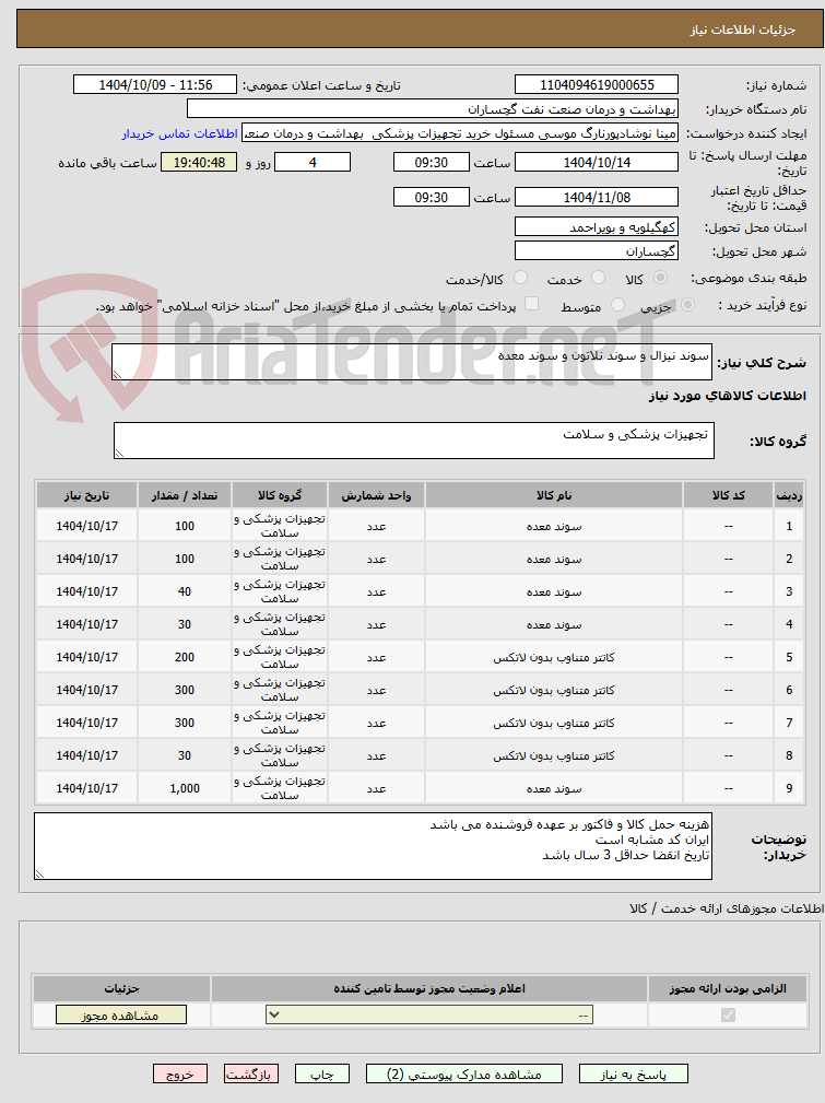 تصویر کوچک آگهی سوند نیزال و سوند نلاتون و سوند معده