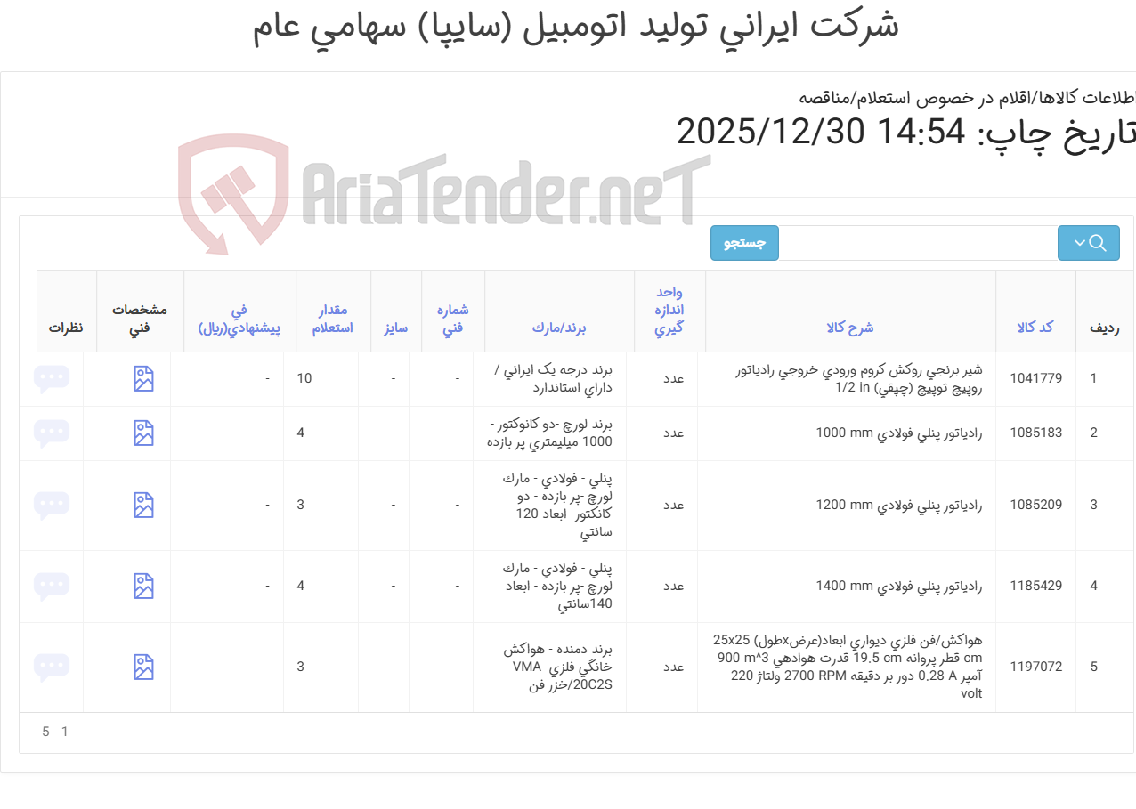 تصویر کوچک آگهی 5 آیتم شیر رادیاتور، رادیاتور پنلی و هواکش(فن)