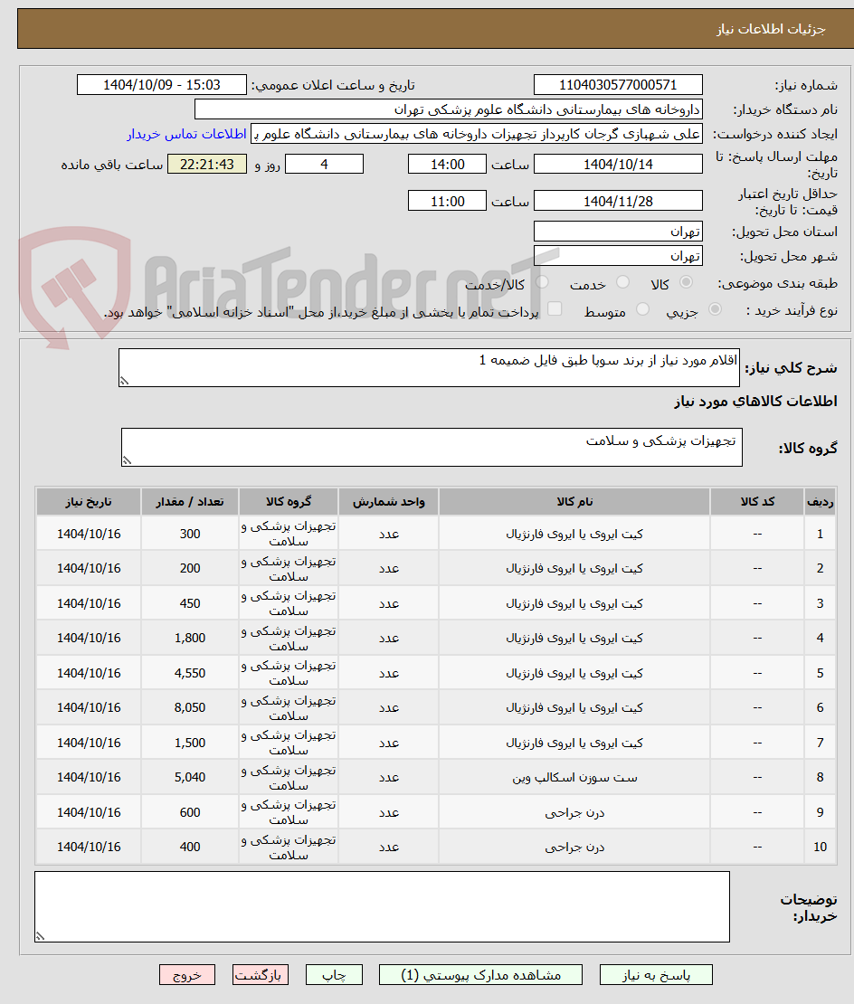 تصویر کوچک آگهی اقلام مورد نیاز از برند سوپا طبق فایل ضمیمه 1