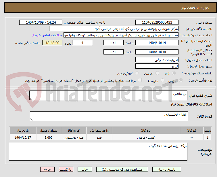 تصویر کوچک آگهی تن ماهی