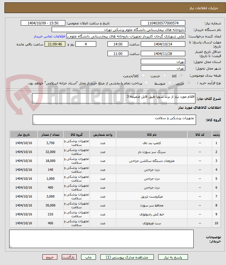تصویر کوچک آگهی اقلام مورد نیاز از برند سوپا طبق فایل ضمیمه 3