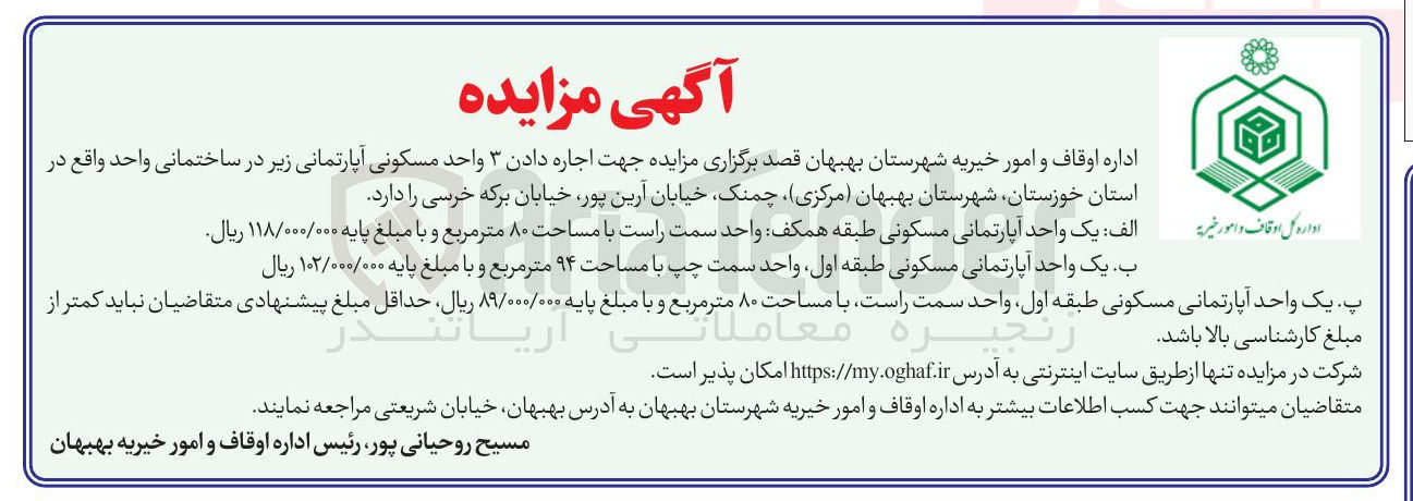 تصویر کوچک آگهی اجاره دادن ۳ واحد مسکونی آپارتمانی زیر در ساختمانی واحد