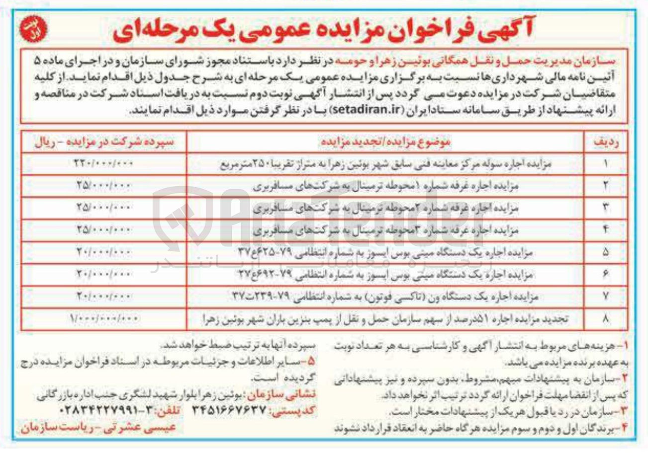 تصویر کوچک آگهی اجاره غرفه شماره ۱