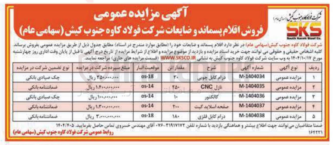 تصویر کوچک آگهی فروش درام کابل فلزی