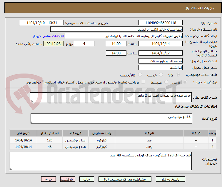 تصویر کوچک آگهی خرید قندوچای بصورت اعتباری 2 ماهه