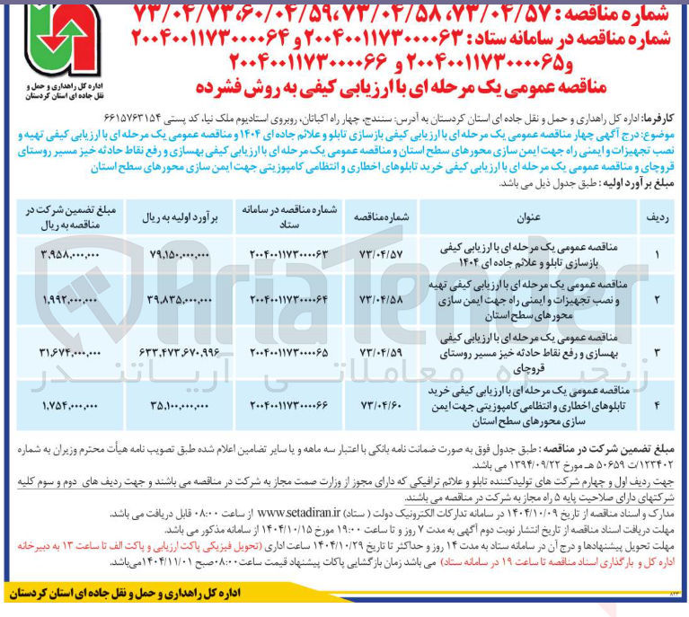تصویر کوچک آگهی خرید تابلوهای اخطاری و انتظامی کامپوزیتی جهت ایمن سازی محورهای سطح استان