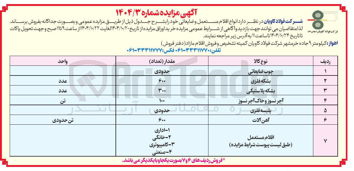 تصویر کوچک آگهی پلیسه فلزی 
