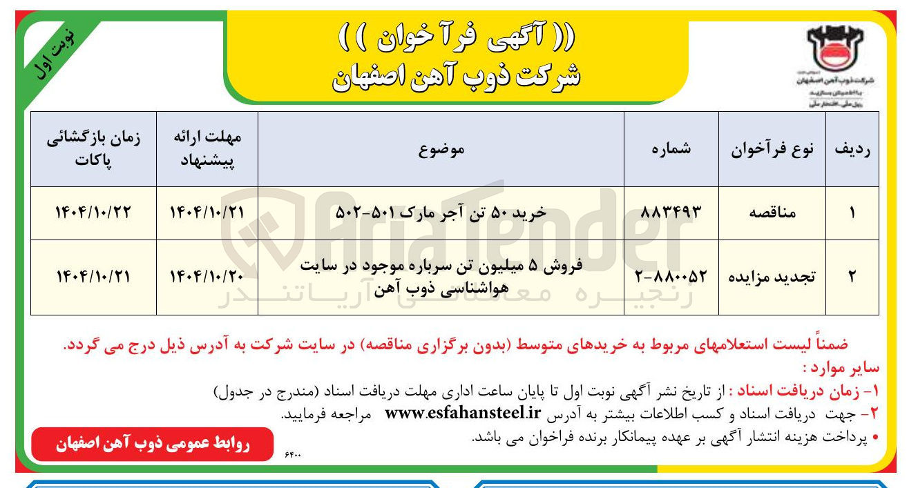 تصویر کوچک آگهی فروش ۵ میلیون تن سرباره