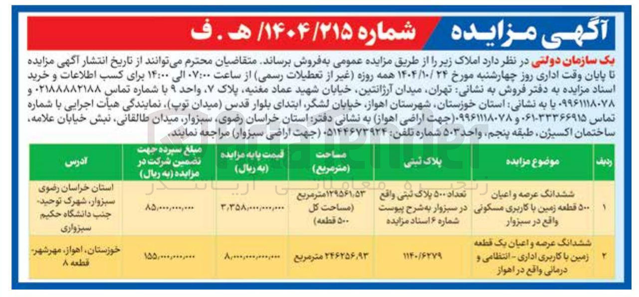تصویر کوچک آگهی فروش املاک