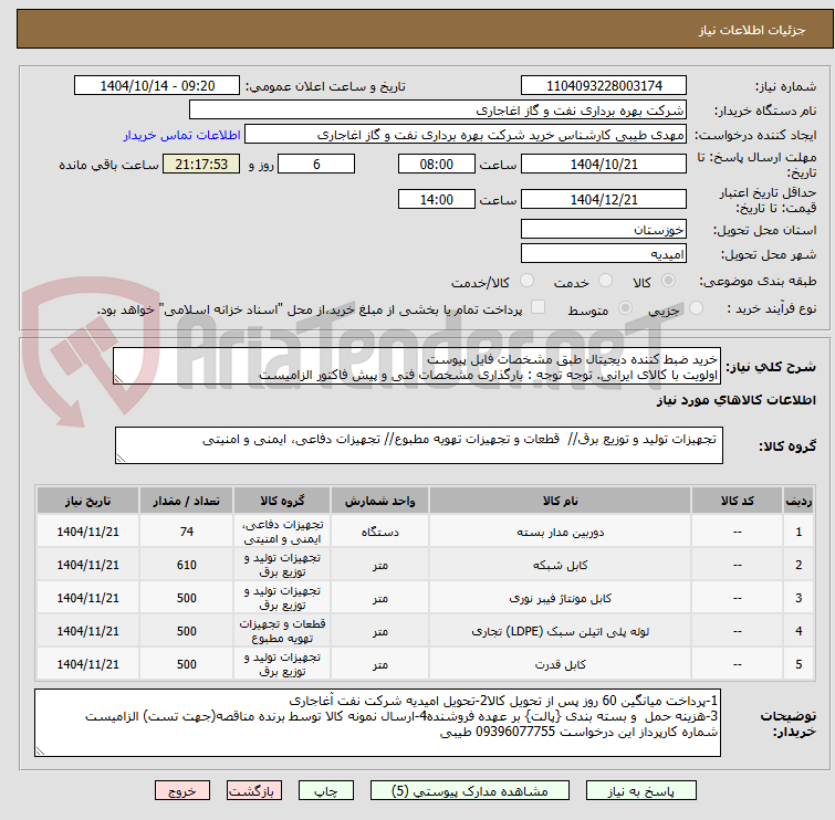 تصویر کوچک آگهی خرید ضبط کننده دیجیتال طبق مشخصات فایل پیوست
اولویت با کالای ایرانی. توجه توجه : بارگذاری مشخصات فنی و پیش فاکتور الزامیست 