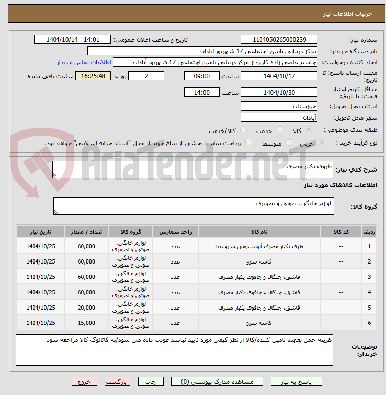 تصویر کوچک آگهی ظروف یکبار مصرف