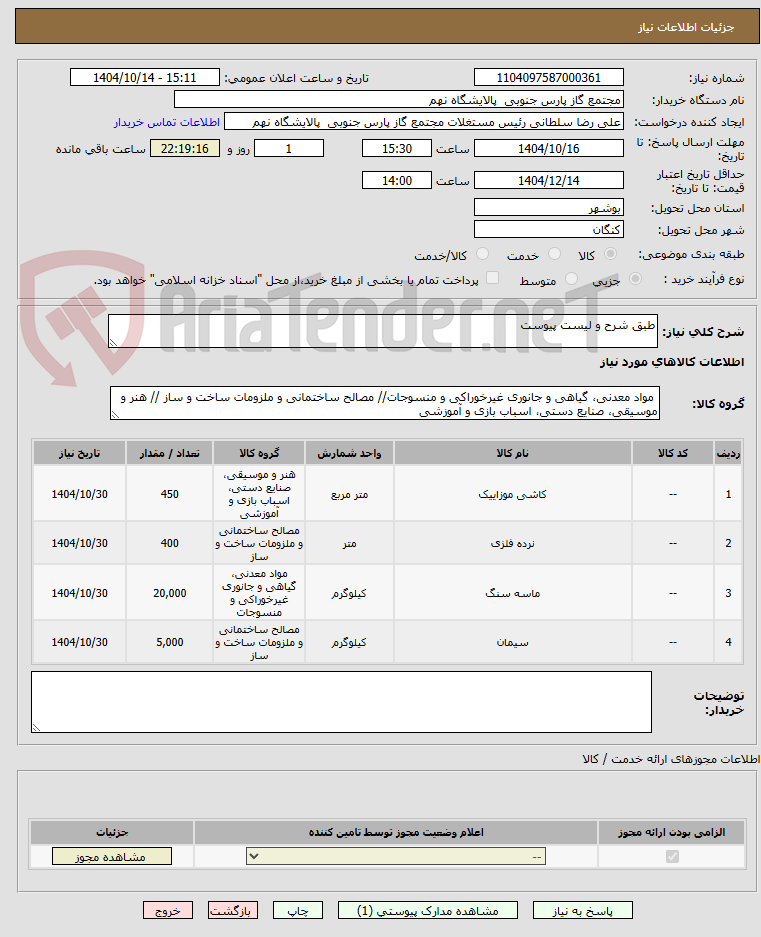 تصویر کوچک آگهی طبق شرح و لیست پیوست
