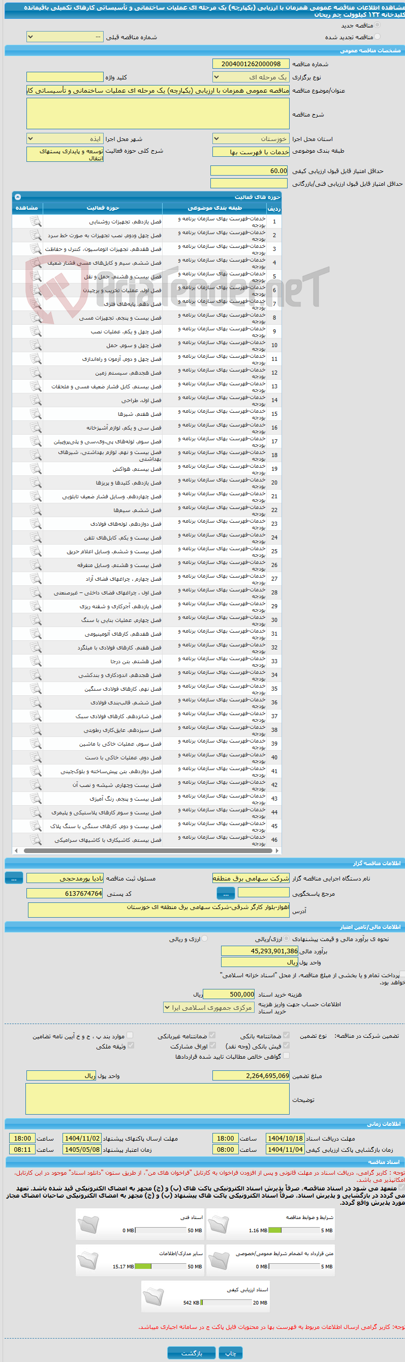 تصویر کوچک آگهی مناقصه عمومی همزمان با ارزیابی (یکپارچه) یک مرحله ای عملیات ساختمانی و تأسیساتی کارهای تکمیلی باقیمانده کلیدخانه ١٣۲ کیلوولت چم ریحان