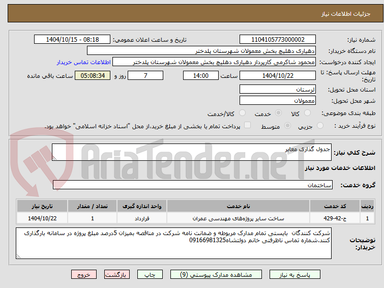 تصویر کوچک آگهی جدول گذاری معابر