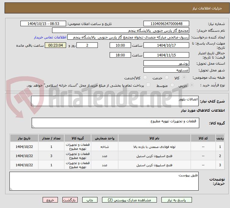 تصویر کوچک آگهی اتصالات بلوور