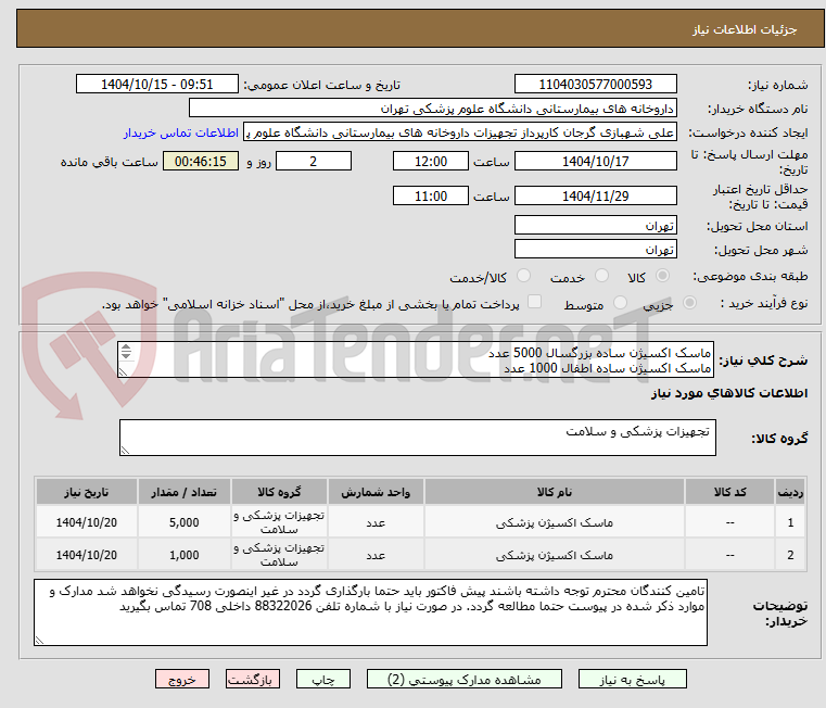 تصویر کوچک آگهی ماسک اکسیژن ساده بزرگسال 5000 عدد
ماسک اکسیژن ساده اطفال 1000 عدد