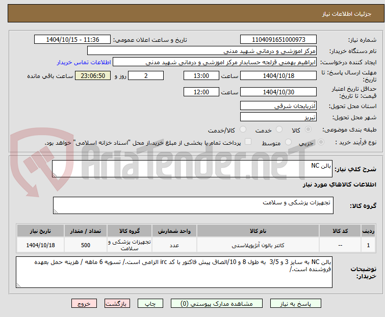 تصویر کوچک آگهی بالن NC