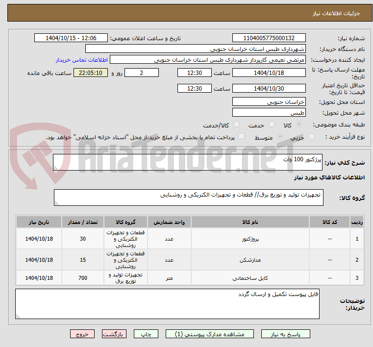 تصویر کوچک آگهی پرژکتور 100 وات