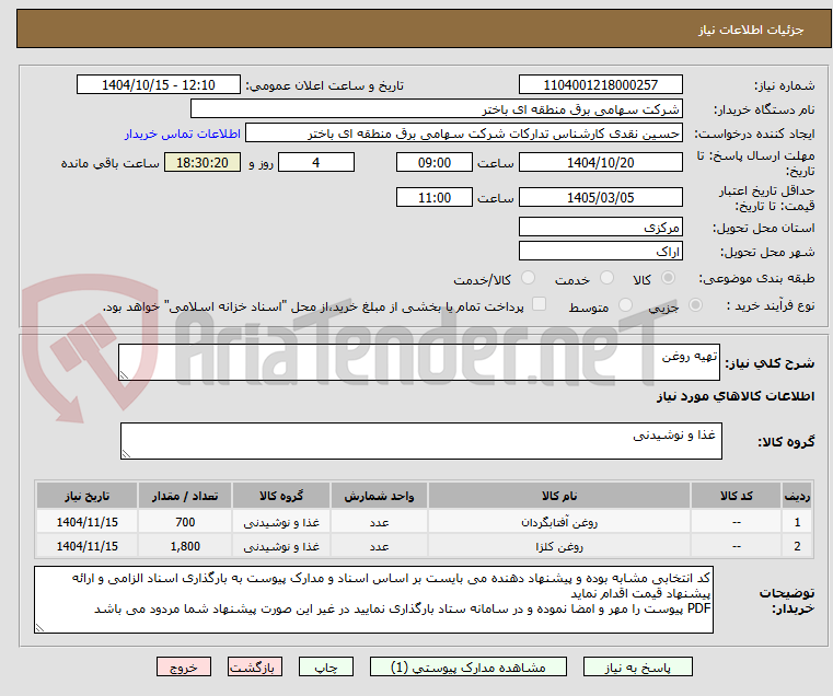 تصویر کوچک آگهی تهیه روغن