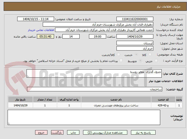 تصویر کوچک آگهی جدول گذاری  معابر روستا 