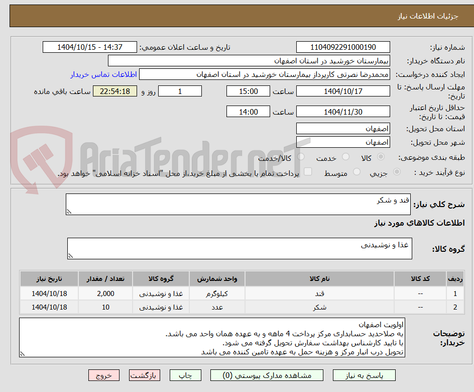 تصویر کوچک آگهی قند و شکر