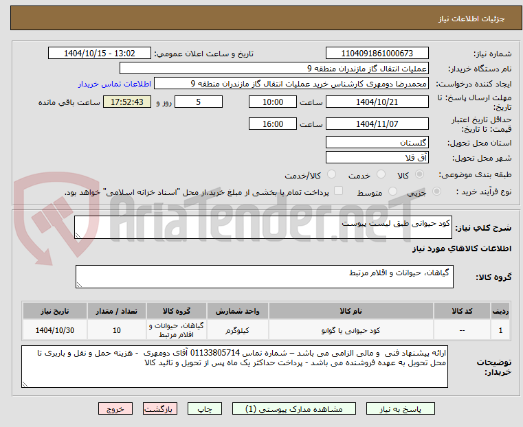 تصویر کوچک آگهی کود حیوانی طبق لیست پیوست