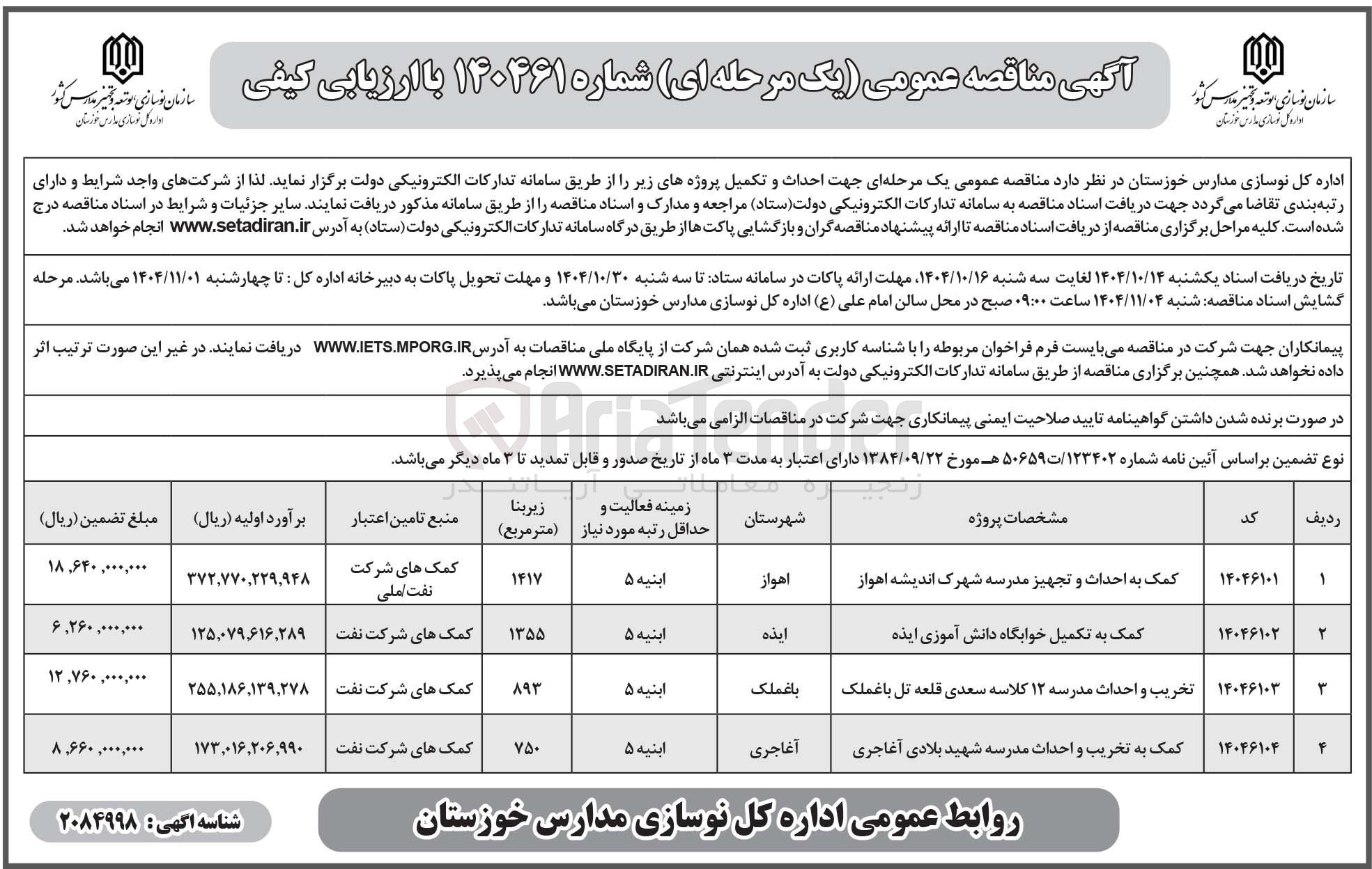 تصویر کوچک آگهی کمک به احداث و تجهیز مدرسه
