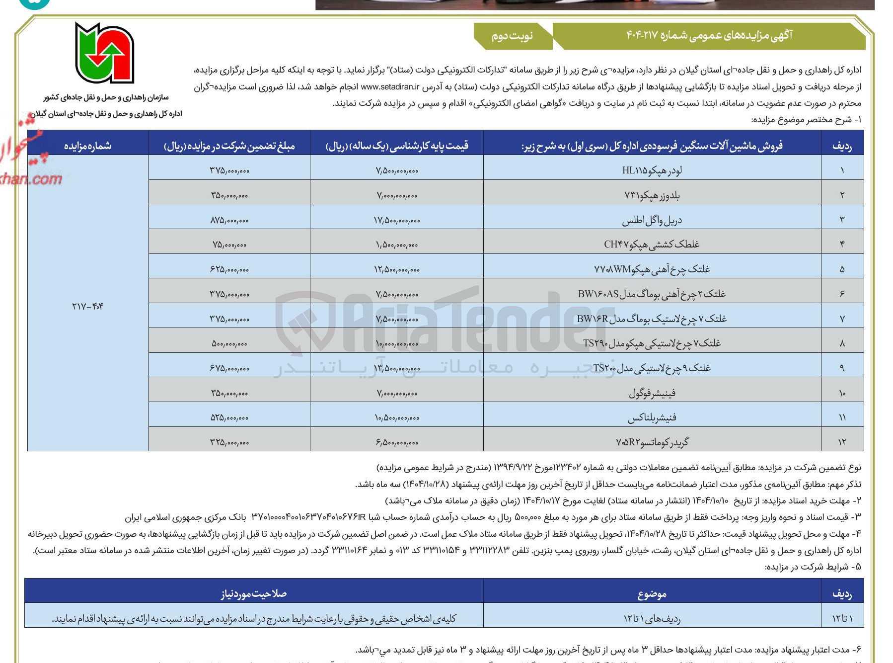 تصویر کوچک آگهی فروش ماشین آلات سنگین فرسوده