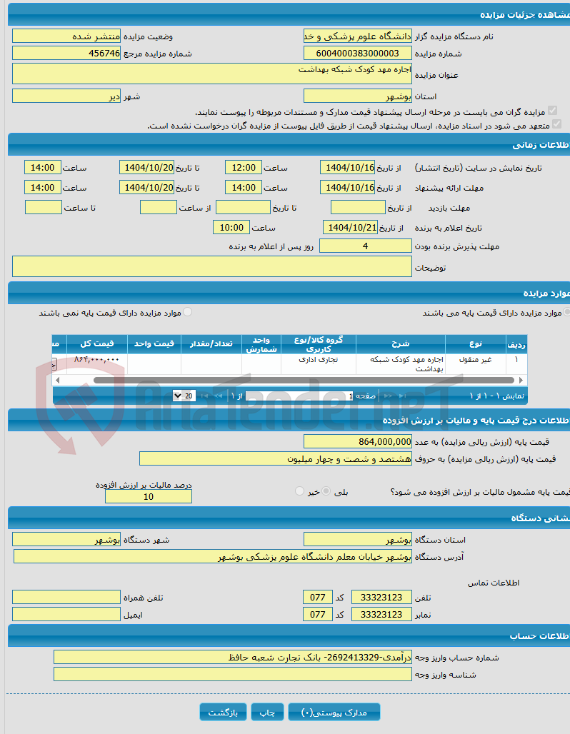 تصویر کوچک آگهی اجاره مهد کودک شبکه بهداشت