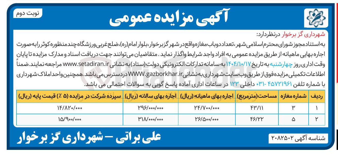 تصویر کوچک آگهی تعداد دو باب مغازه